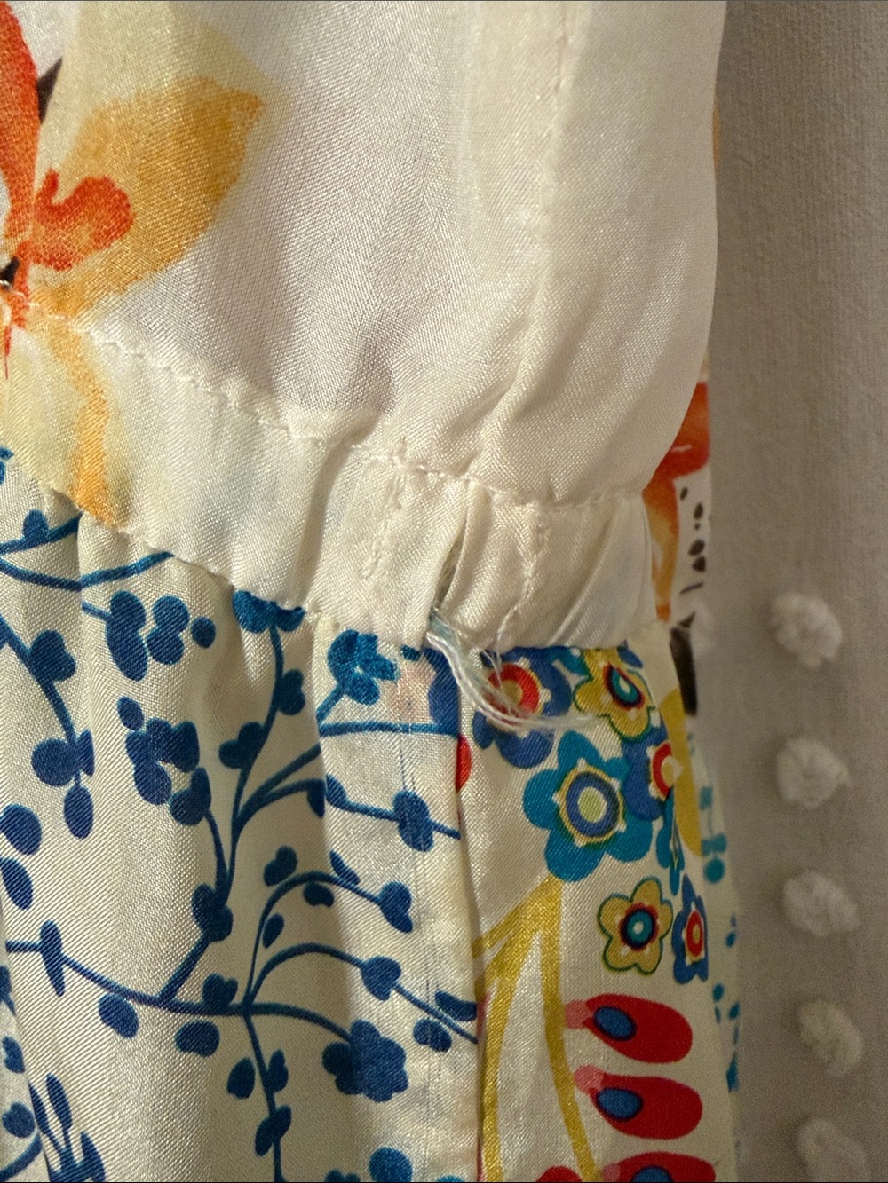 JOHNNY WAS Silk Floral Dress - White & Teal Accent - Picture 5 of 10